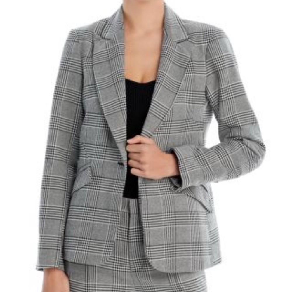 Aqua Gray Plaid Women's Blazer